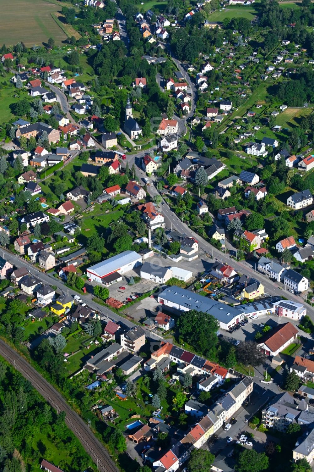 Aerial image Glauchau - City view on down town in the district Gesau in Glauchau in the state Saxony, Germany