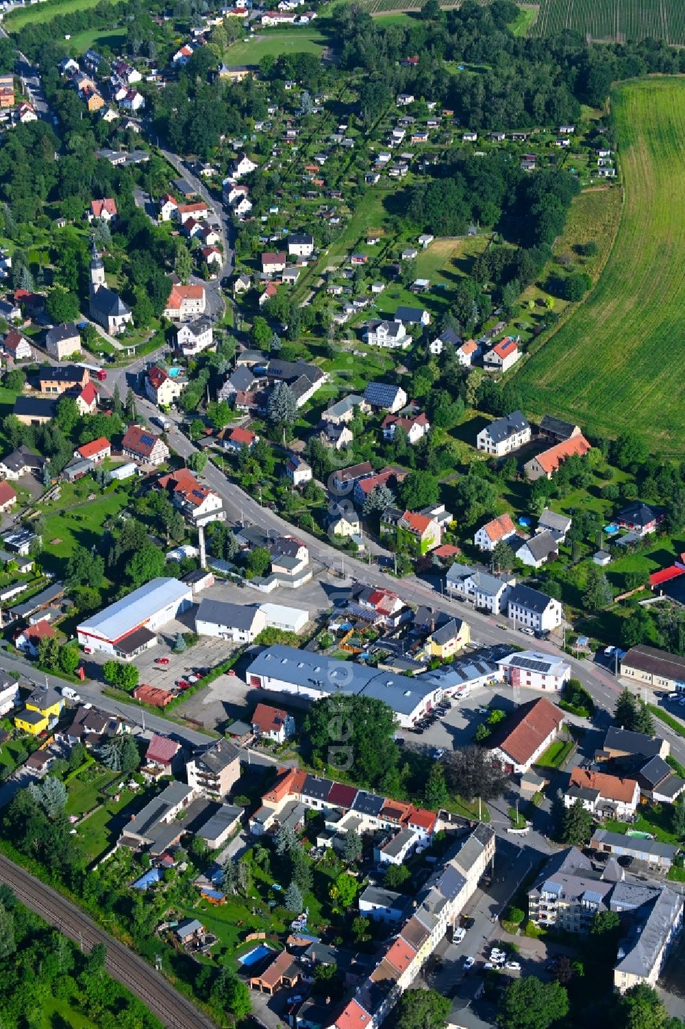 Aerial photograph Glauchau - City view on down town in the district Gesau in Glauchau in the state Saxony, Germany