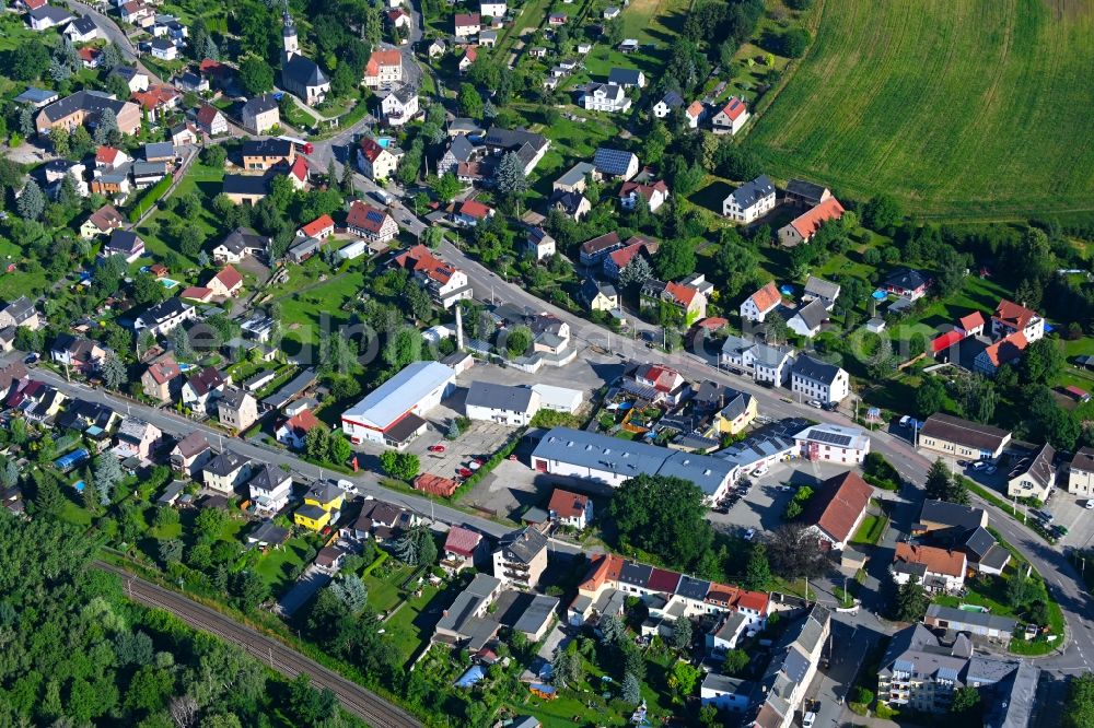 Glauchau from above - City view on down town in the district Gesau in Glauchau in the state Saxony, Germany