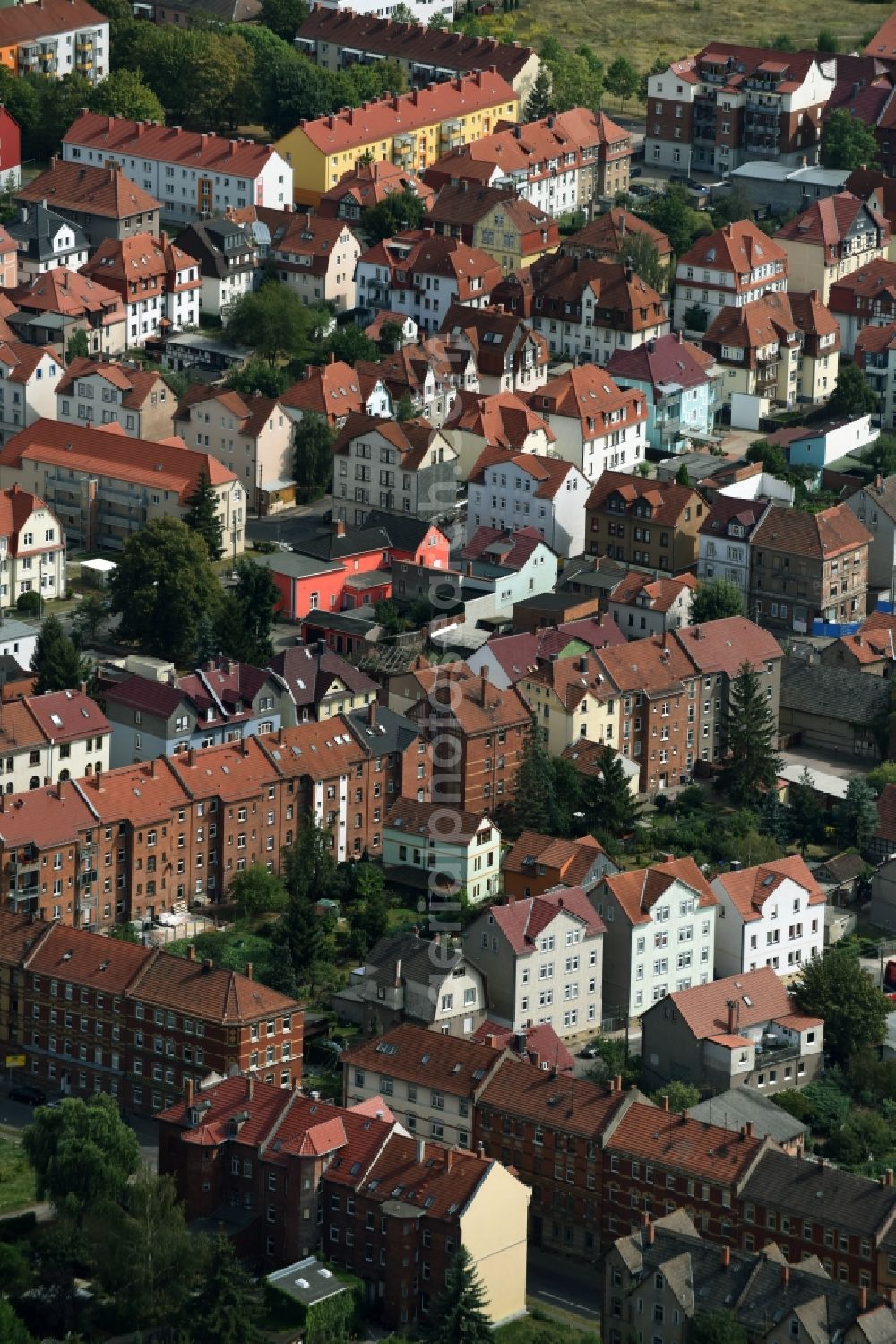 Aerial image Gotha - City view of the city area of in Gotha in the state Thuringia