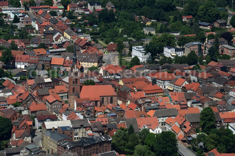 Aerial image Grabow - City view of the city area of in Grabow in the state Mecklenburg - Western Pomerania