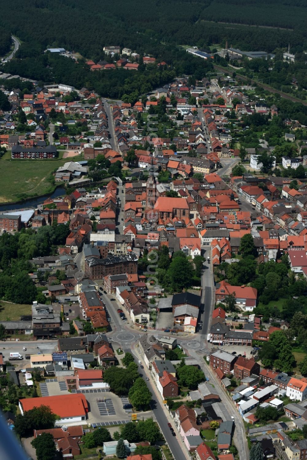 Grabow from the bird's eye view: City view of the city area of in Grabow in the state Mecklenburg - Western Pomerania