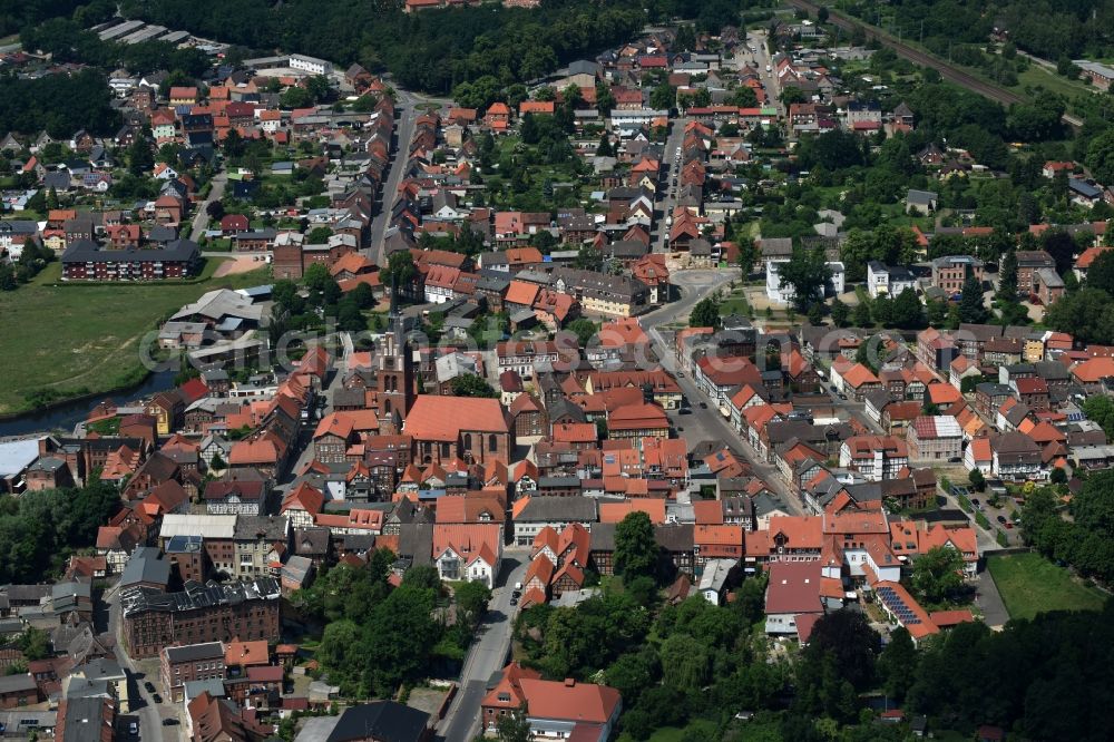 Aerial photograph Grabow - City view of the city area of in Grabow in the state Mecklenburg - Western Pomerania