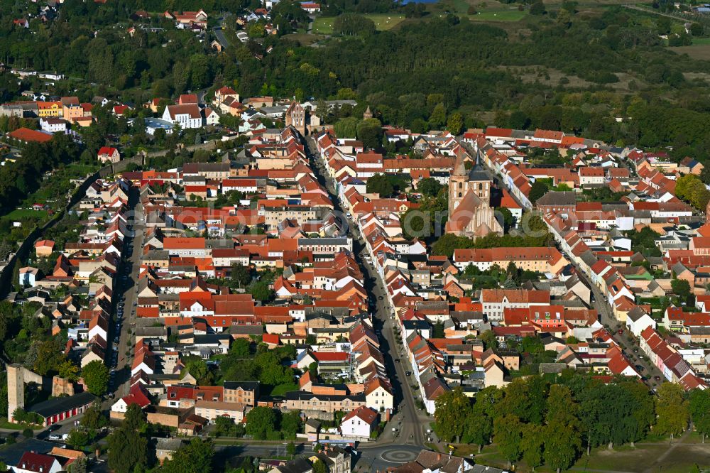 Aerial image Gransee - City view of the historic inner city area in Gransee in the state Brandenburg, Germany