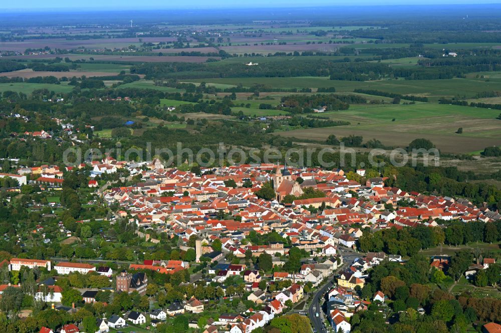 Aerial photograph Gransee - City view of the historic inner city area in Gransee in the state Brandenburg, Germany