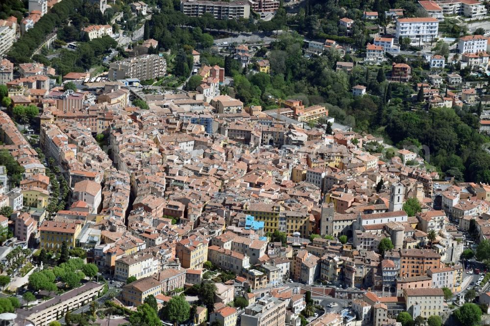 Aerial image Grasse - City view of the city area of in Grasse in Provence-Alpes-Cote d'Azur, France