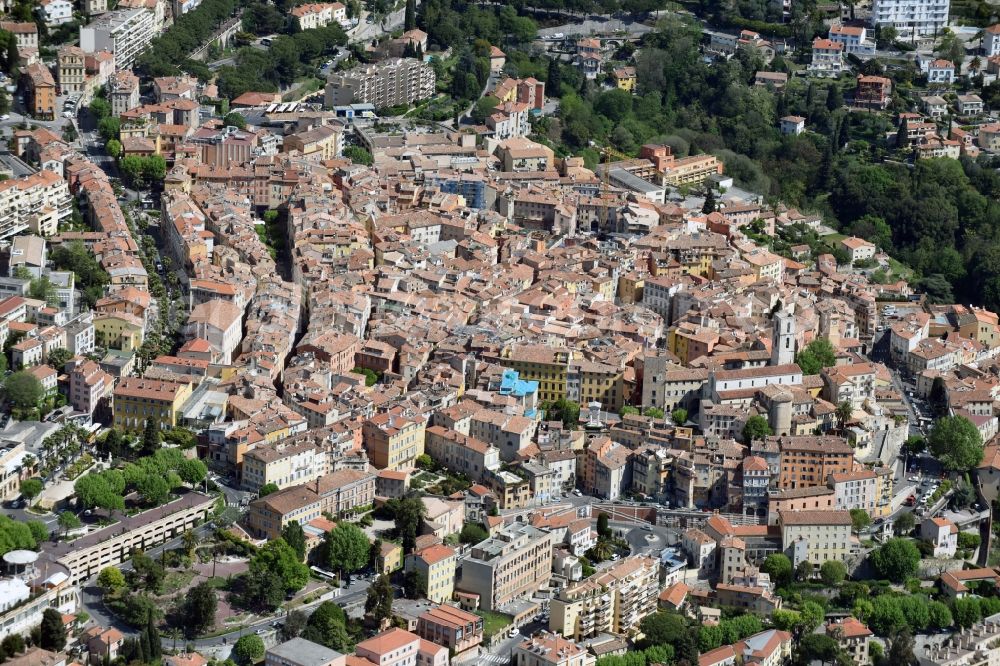 Grasse from above - City view of the city area of in Grasse in Provence-Alpes-Cote d'Azur, France