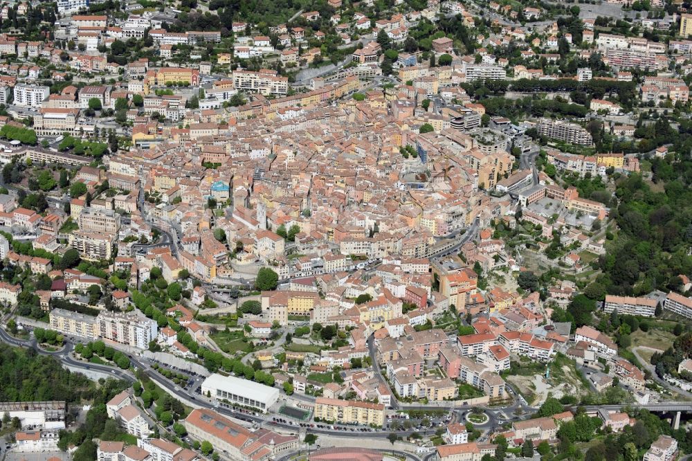 Aerial image Grasse - City view of the city area of in Grasse in Provence-Alpes-Cote d'Azur, France