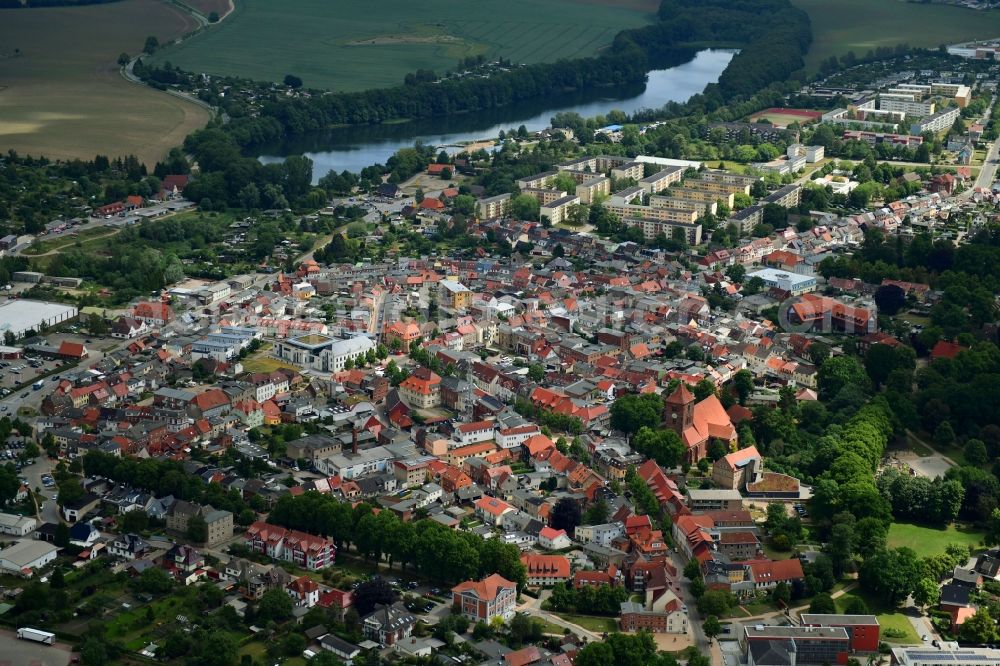 Grevesmühlen from the bird's eye view: City view on down town in Grevesmuehlen in the state Mecklenburg - Western Pomerania, Germany