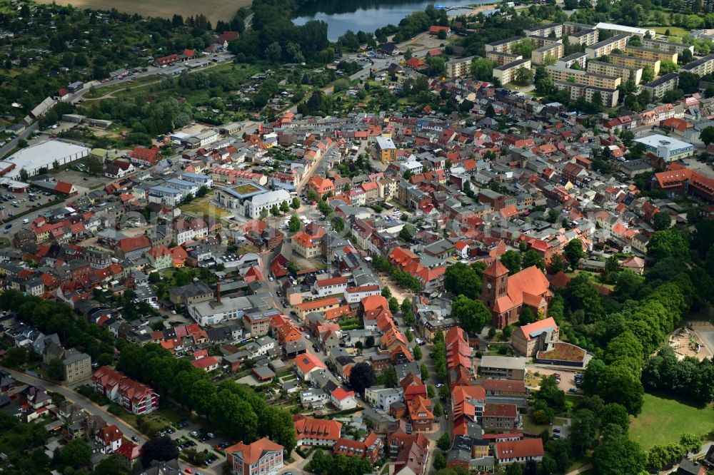 Aerial image Grevesmühlen - City view on down town in Grevesmuehlen in the state Mecklenburg - Western Pomerania, Germany