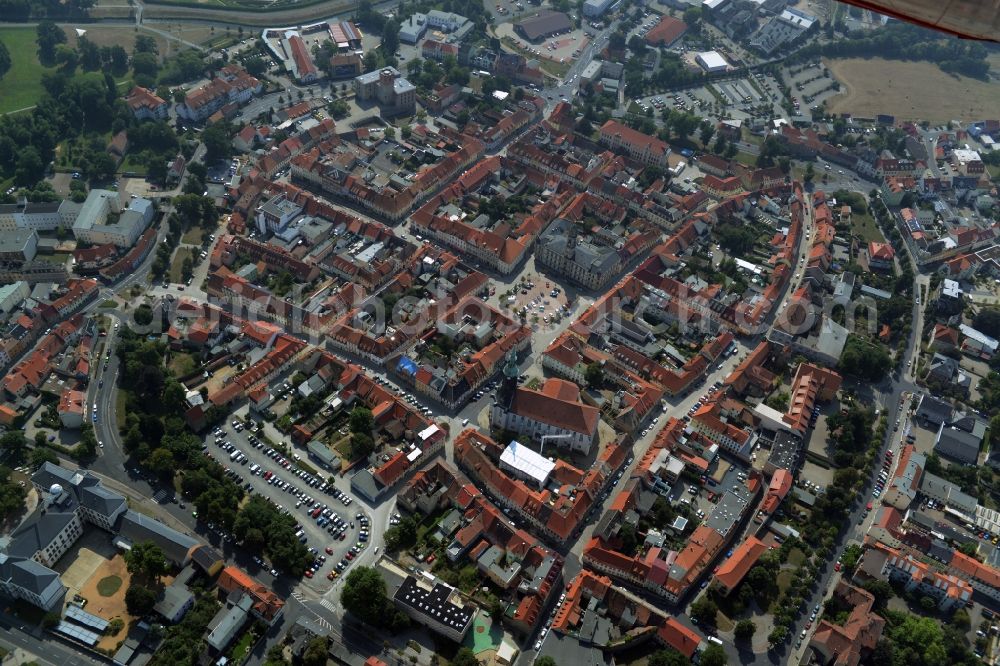 Aerial photograph Großenhain - City view of the inner-city area at the Hauptmarkt in Grossenhain in the state Saxony