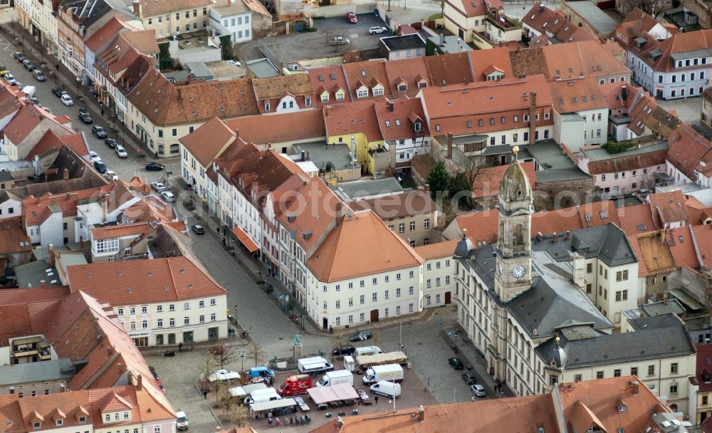 Aerial photograph Großenhain - City view of the inner-city area at the Hauptmarkt in Grossenhain in the state Saxony