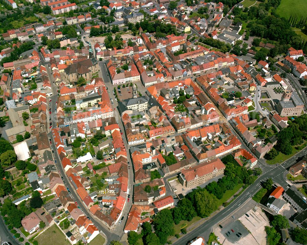 Aerial image Großenhain - City view on down town in Großenhain in the state Saxony, Germany