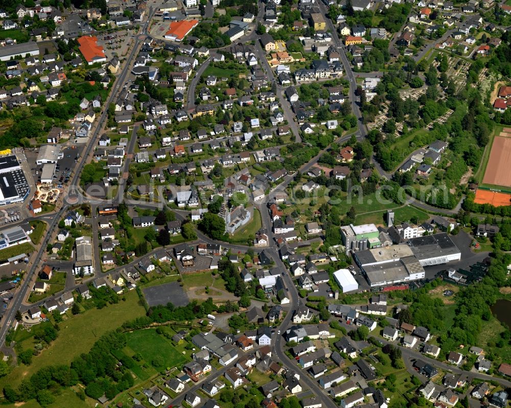 Aerial photograph Hachenburg - City view from the center of in Hachenburg in the state Rhineland-Palatinate