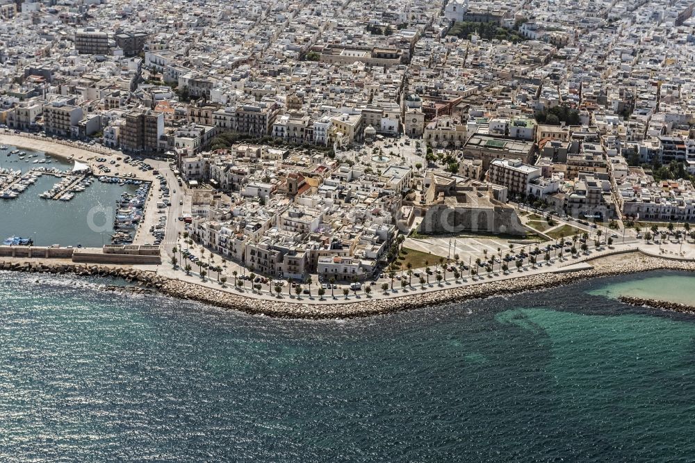 Aerial image Mola di Bari - City view from the center and harbor in Mola di Bari in Italy