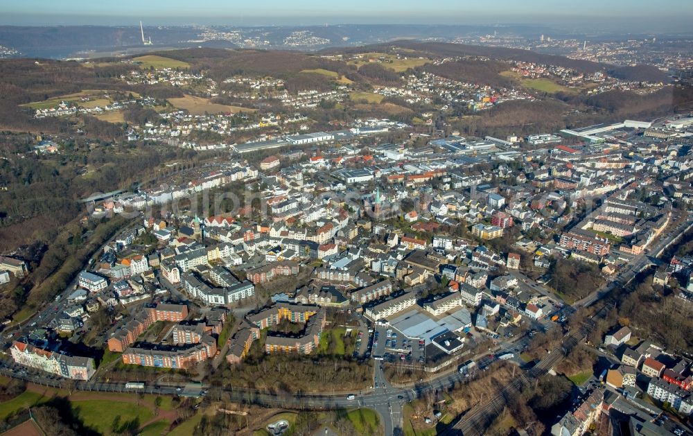 Aerial image Hagen - City view of the city area of in Hagen in the state North Rhine-Westphalia