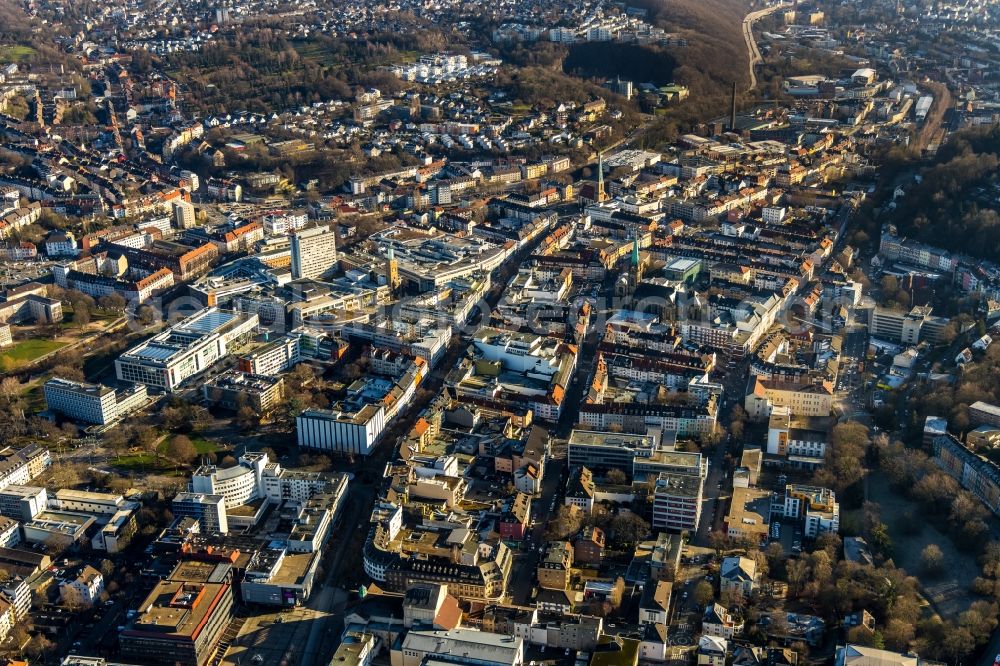 Aerial image Hagen - City view on down town in Hagen in the state North Rhine-Westphalia, Germany