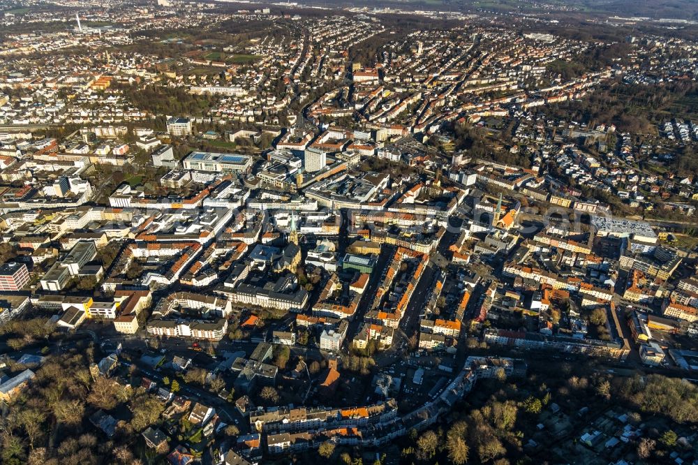 Aerial photograph Hagen - City view on down town in Hagen in the state North Rhine-Westphalia, Germany