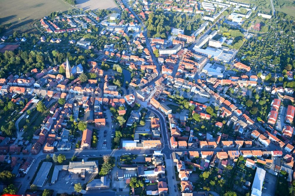 Aerial image Hagenow - City view of the city area of in Hagenow in the state Mecklenburg - Western Pomerania, Germany