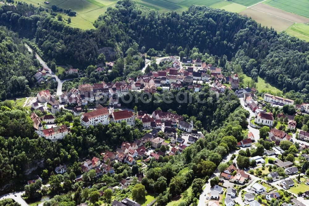 Aerial photograph Haigerloch - City view on down town in Haigerloch in the state Baden-Wuerttemberg, Germany