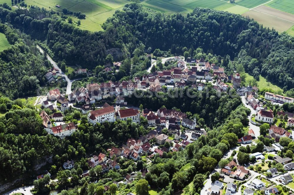 Haigerloch from the bird's eye view: City view on down town in Haigerloch in the state Baden-Wuerttemberg, Germany