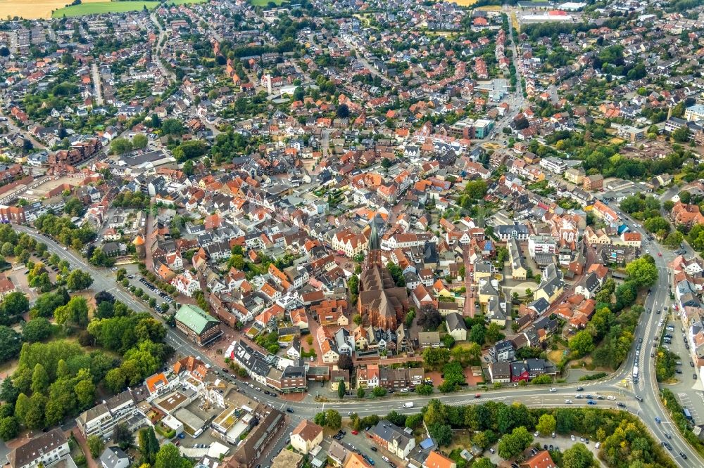 Aerial image Haltern am See - City view on down town in Haltern am See in the state North Rhine-Westphalia, Germany