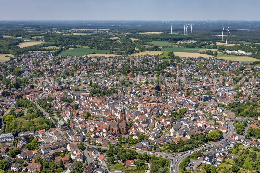 Aerial image Haltern am See - City view on down town in Haltern am See in the state North Rhine-Westphalia, Germany