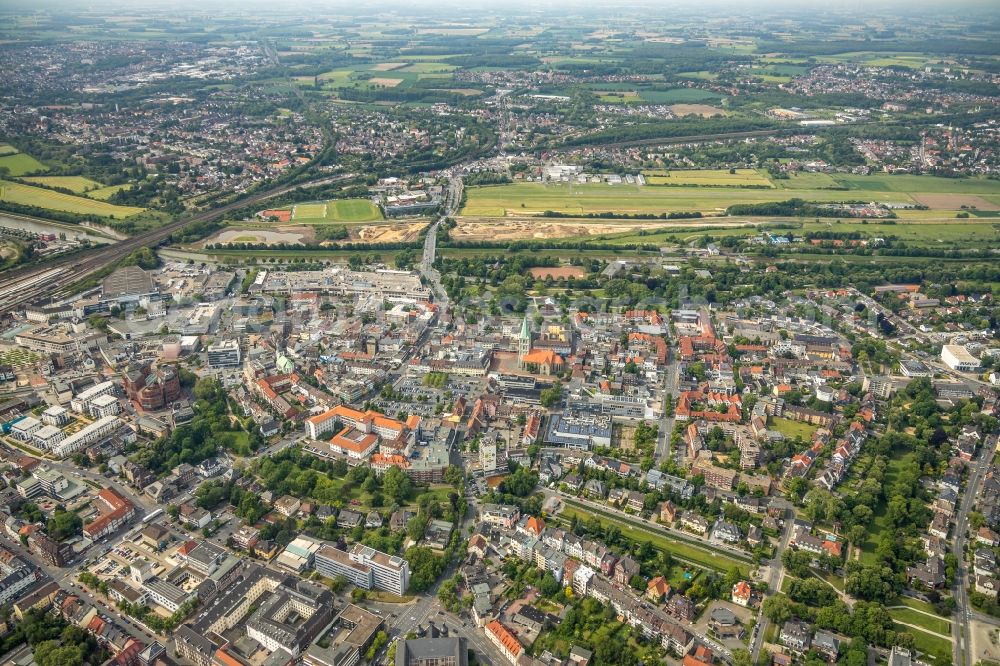 Aerial photograph Hamm - City view on down town in Hamm in the state North Rhine-Westphalia, Germany