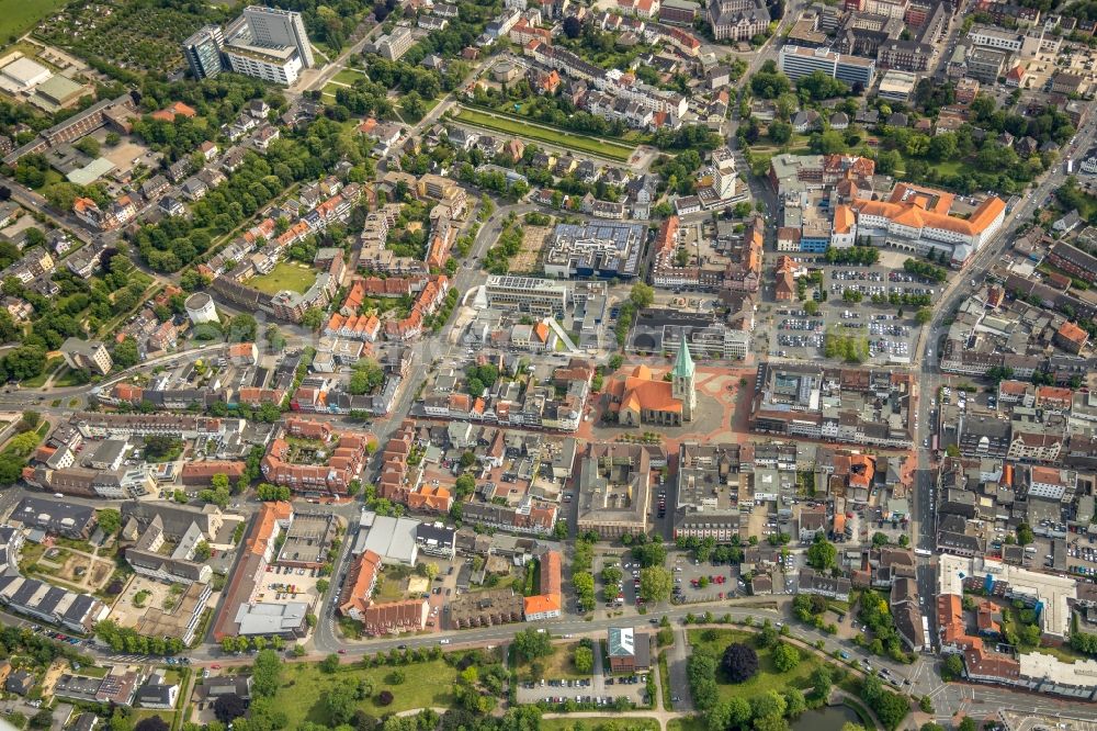 Hamm from the bird's eye view: City view on down town in Hamm in the state North Rhine-Westphalia, Germany