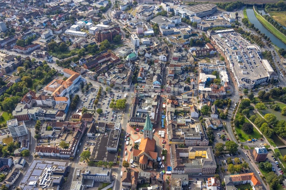 Aerial photograph Hamm - City view on down town in Hamm at Ruhrgebiet in the state North Rhine-Westphalia, Germany