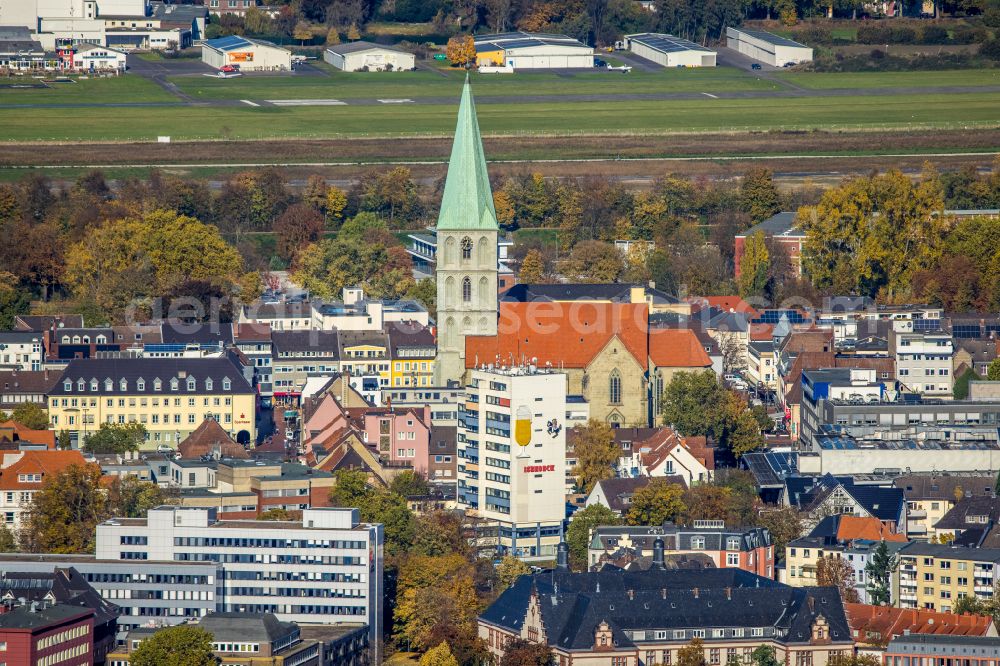 Hamm from the bird's eye view: City view on down town in Hamm at Ruhrgebiet in the state North Rhine-Westphalia, Germany