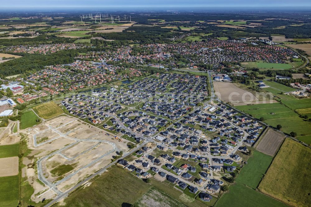 Harsefeld from above - City view on down town in Harsefeld in the state Lower Saxony, Germany