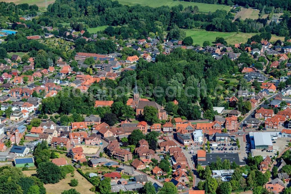 Aerial photograph Harsefeld - City view on down town in Harsefeld in the state Lower Saxony, Germany