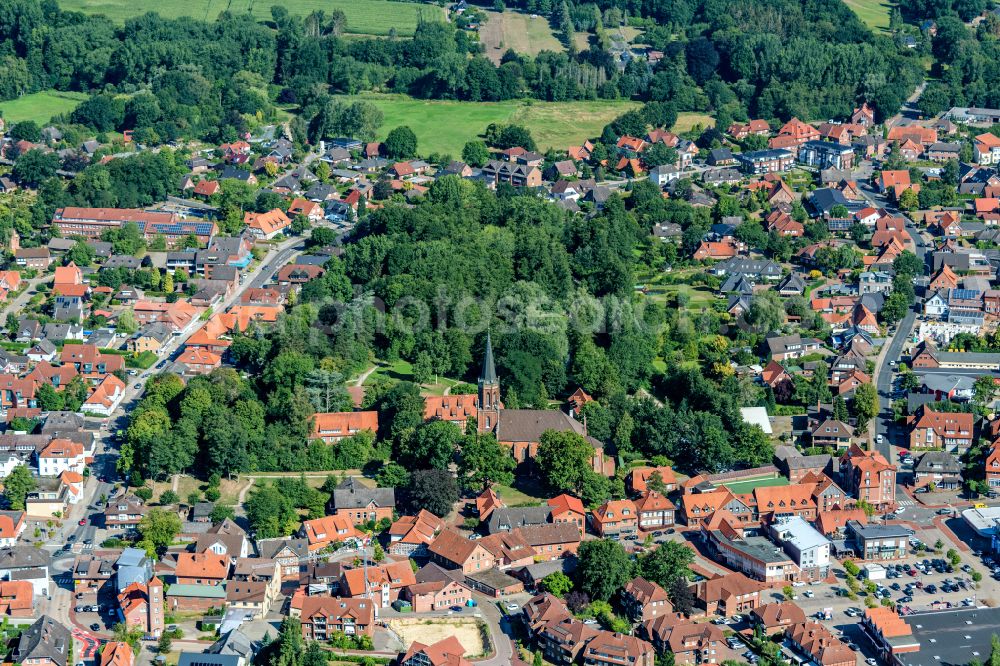 Harsefeld from the bird's eye view: City view on down town in Harsefeld in the state Lower Saxony, Germany