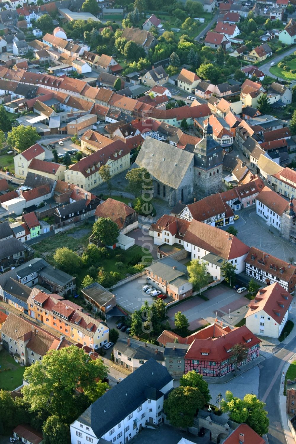 Harzgerode from above - City view of the city area of in Harzgerode in the state Saxony-Anhalt