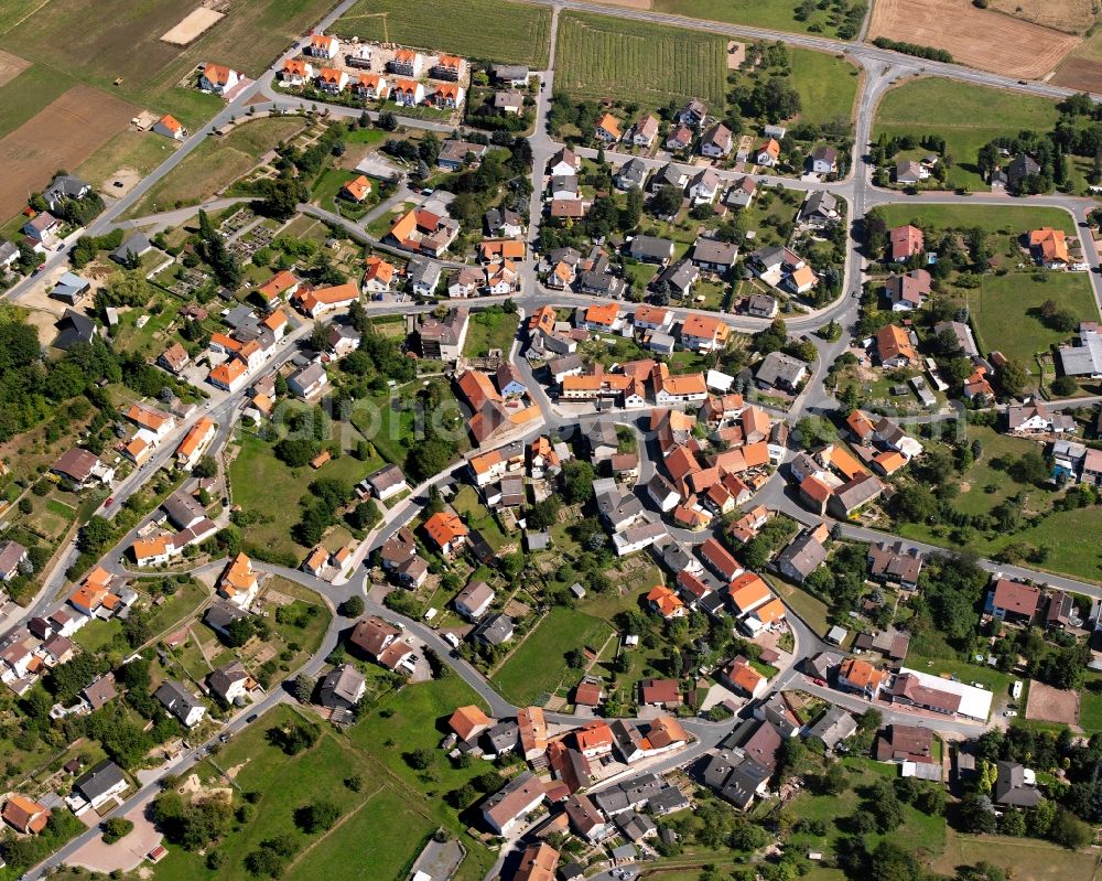 Aerial image Hassenroth - City view on down town in Hassenroth in the state Hesse, Germany