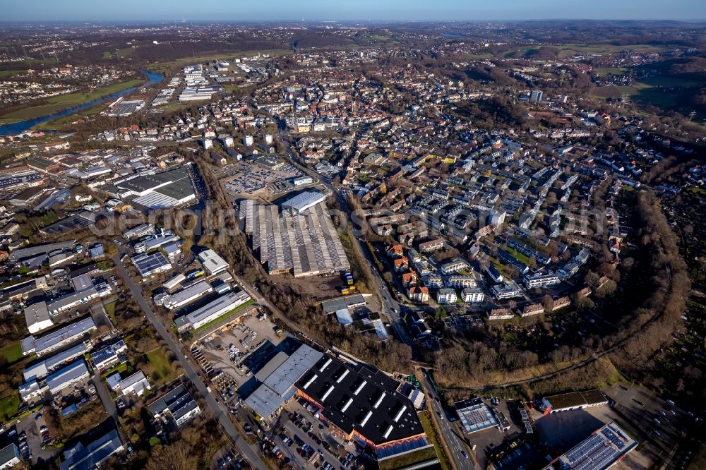 Hattingen from above - City view on down town in Hattingen in the state North Rhine-Westphalia, Germany