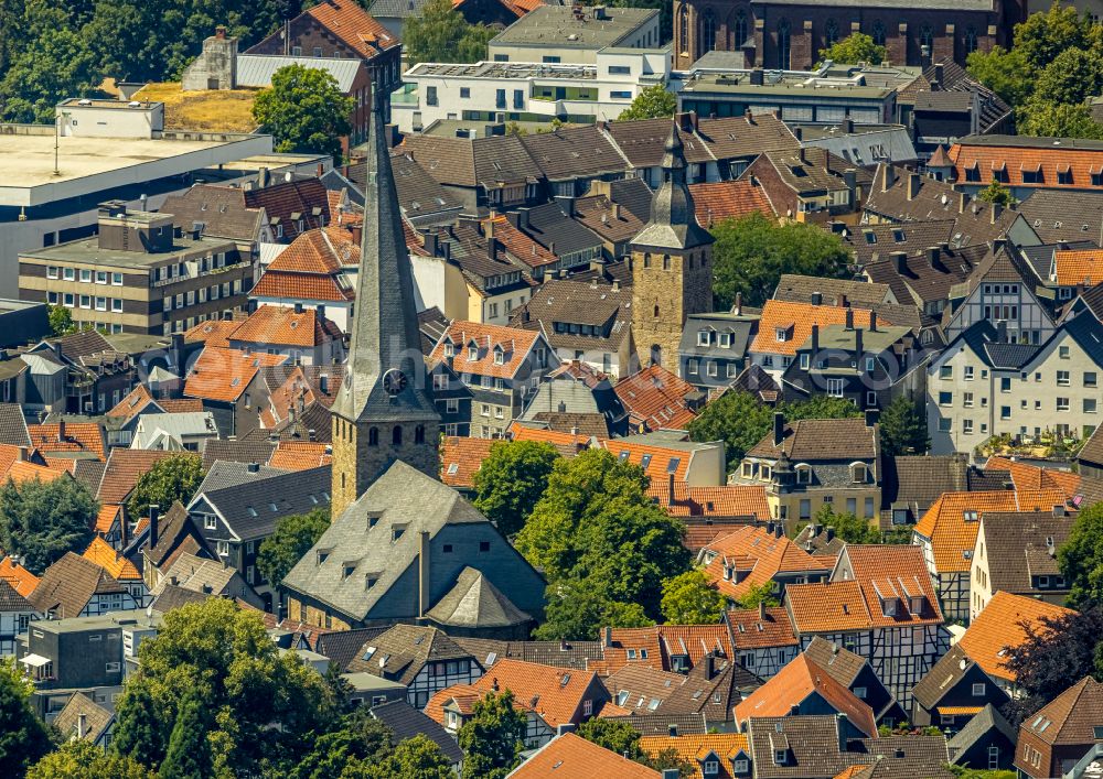 Hattingen from above - City view of the city area of in Hattingen in the state North Rhine-Westphalia, Germany