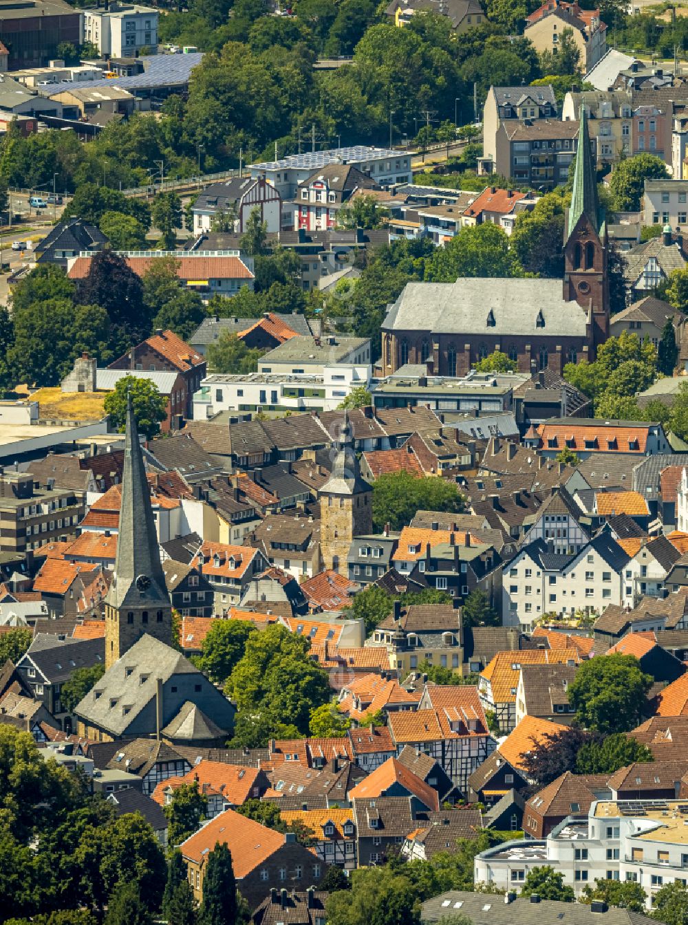 Aerial image Hattingen - City view of the city area of in Hattingen in the state North Rhine-Westphalia, Germany