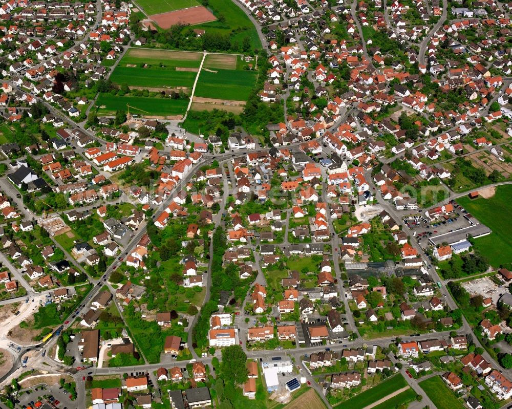 Haubersbronn from above - City view on down town in Haubersbronn in the state Baden-Wuerttemberg, Germany