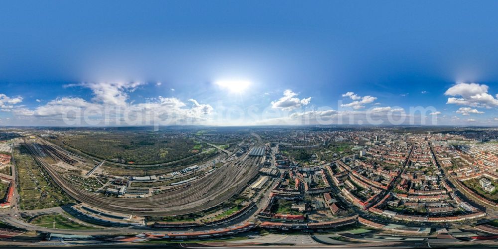 Karlsruhe from the bird's eye view: City view on down town on Central Station in Karlsruhe in the state Baden-Wurttemberg, Germany