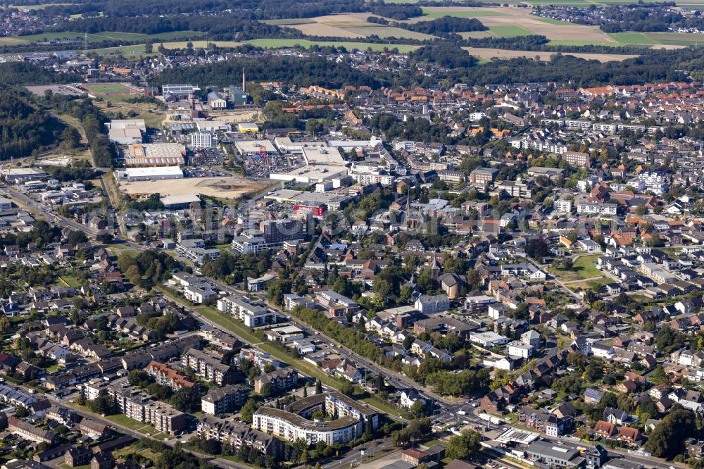 Aerial image Hückelhoven - City view on down town in Hueckelhoven in the state North Rhine-Westphalia, Germany