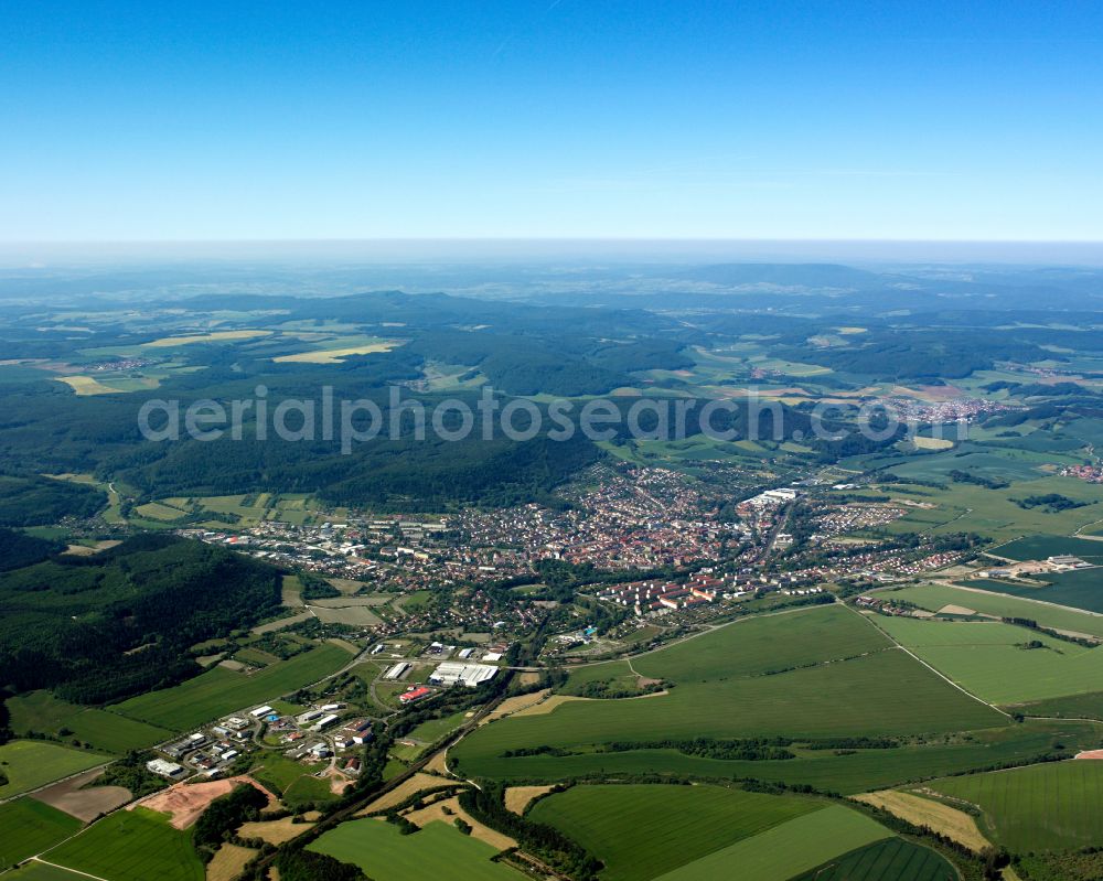 Aerial photograph Heilbad Heiligenstadt - City view on down town in Heilbad Heiligenstadt in the state Thuringia, Germany