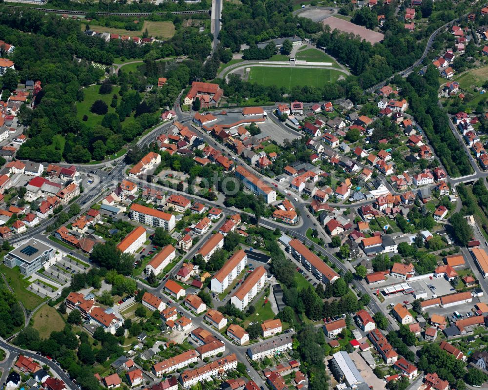 Heilbad Heiligenstadt from above - City view on down town in Heilbad Heiligenstadt in the state Thuringia, Germany