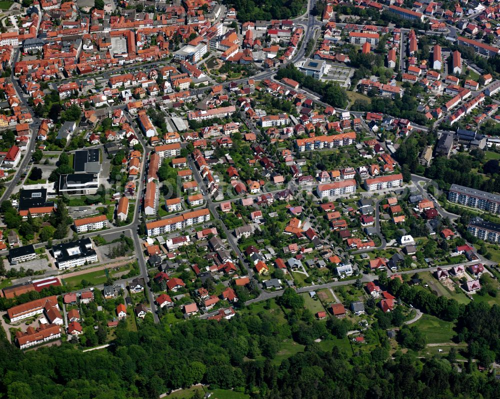 Aerial image Heilbad Heiligenstadt - City view on down town in Heilbad Heiligenstadt in the state Thuringia, Germany