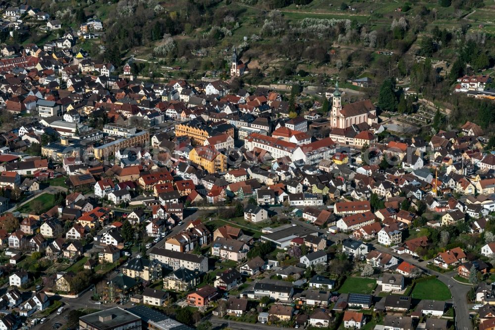 Herbolzheim from the bird's eye view: City view of the city area of in Herbolzheim in the state Baden-Wurttemberg, Germany