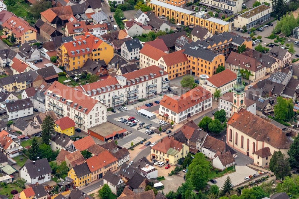 Herbolzheim from above - City view of the city area of in Herbolzheim in the state Baden-Wurttemberg, Germany