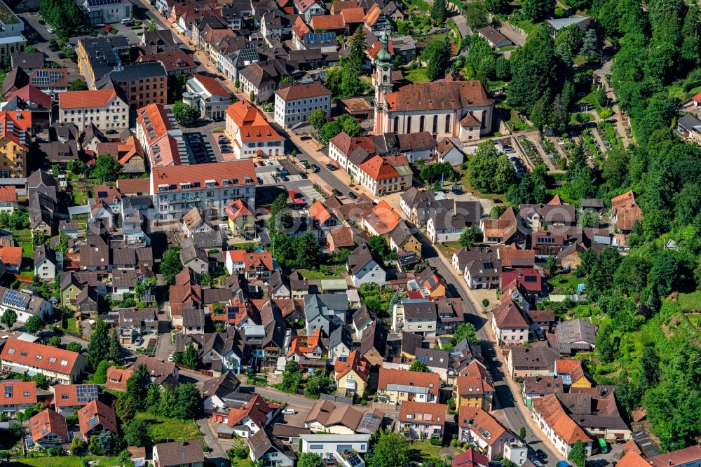 Herbolzheim from above - City view of the city area of in Herbolzheim in the state Baden-Wurttemberg, Germany