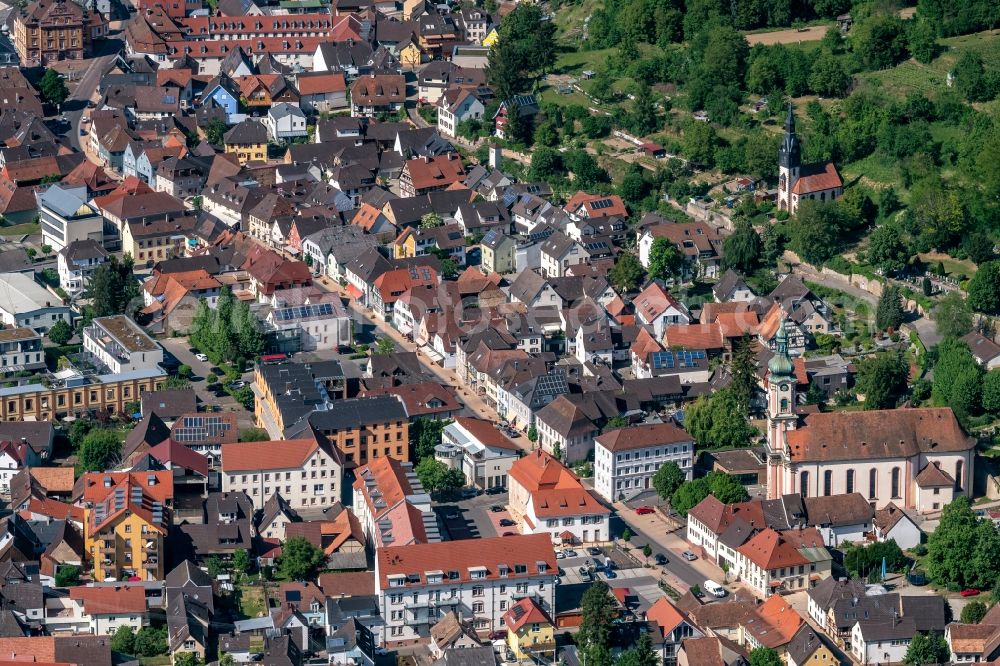 Herbolzheim from above - City view of the city area of in Herbolzheim in the state Baden-Wurttemberg, Germany