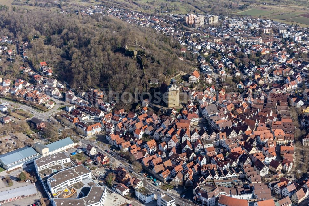 Herrenberg from the bird's eye view: City view on down town in Herrenberg in the state Baden-Wuerttemberg, Germany